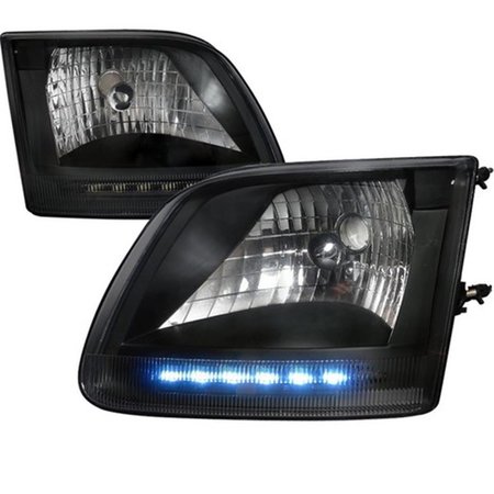 OVERTIME Led Euro Headlights for 97 to 03 Ford F150, Black - 12 x 14 x 15 in. OV2654150